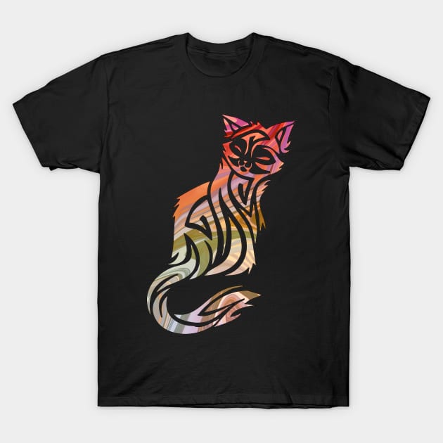 Ornate Abstract Cat Colorful Illustration T-Shirt by VintCam